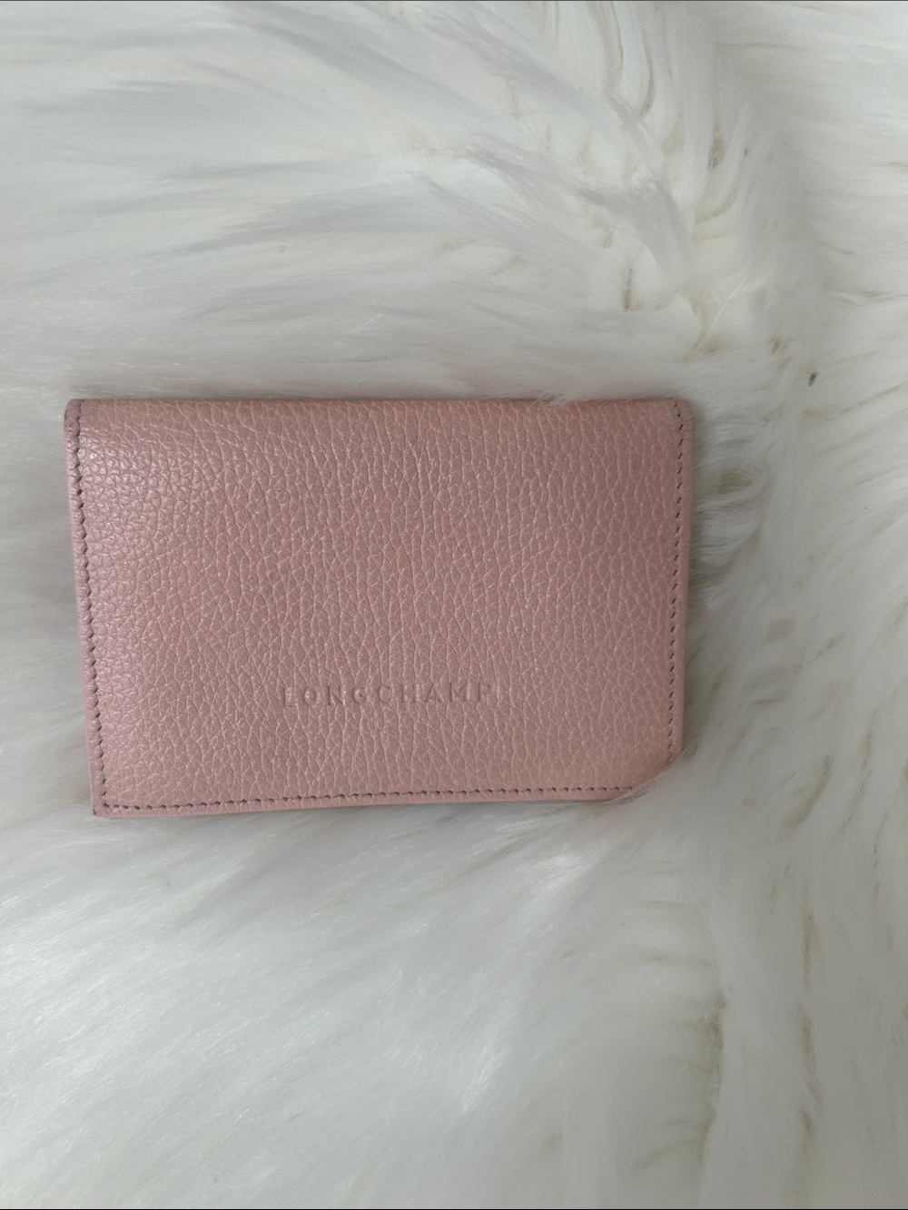 Longchamp Le Foulonne small bi fold wallet card holder pink